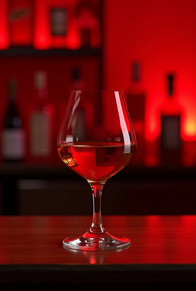 photo réaliste d’un verre de martinique ,dans un bar ambiancé avec de la lumière rouge en fond en 8K 