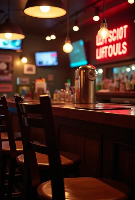 there are four chairs at the bar with a television on the wall, bar in background, background bar, sitting at the bar, inside a bar, 3 / 4 wide shot, sitting alone at a bar, cocktail bar, drinking at the bar, taken with sony alpha 9, sitting at a bar, loca...