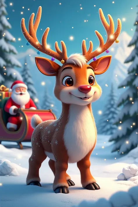 Create a very colorful reindeer in Alaska from Santa Claus cute and pretty HD with an incredible Christmas Santa