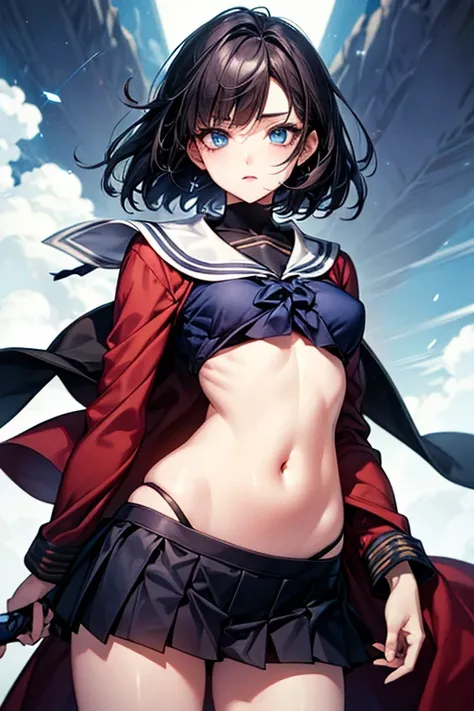 
最 high image quality, masterpiece, 4K,  high image quality,  super high resolution ,  of the prairie , CG drawing（ one cool adult female swordsman） Hair、 black hair、 Hairstyle、、 straight、Bob。Tall、 slender、（Sexually、Attractive body）
 （ open the front of my...