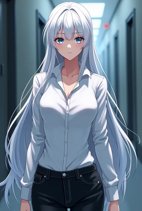 Appearance:
Standing at 58.8" (173 cm) and weighing 64 kg, she exudes dominance with long, snow-white hair that contrasts against her flawless porcelain skin. Her piercing sky-blue eyes, framed by long white lashes, radiate confidence and mystery. Her hour...