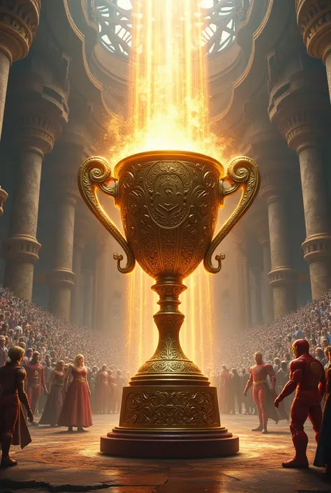  There is a tournament that I am organizing , superheroes, Anime, Video games and giants participate ,  dont believe me the tournament I need you to generate a gold trophy for me,  like a cup that means greatness and power .