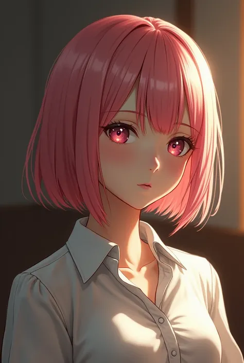 (bob cut hair,  pink hair:1.2),(wearing a blouse:1.2), a girl,Japanese,(Jinx, small breasts:1.3),( of the highest quality , Masterpiece:1.3, HIGHER resolution ,),(muy detallado,caustics),(photorealistic :1.4, RAW Photography,)Ultra-Realistic Capture ,muy d...