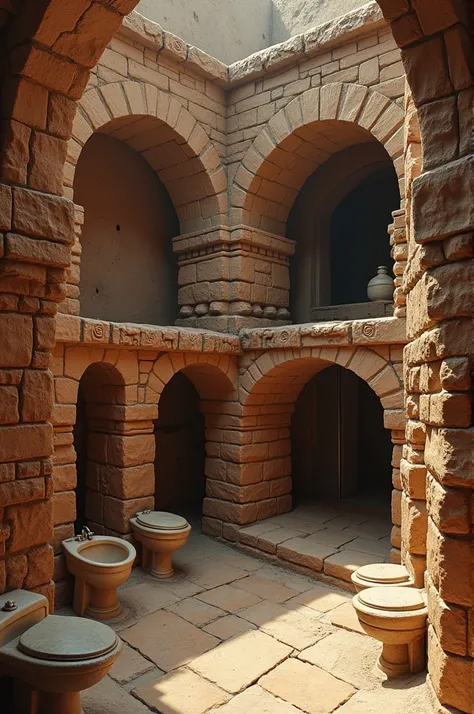 Furnace under the bathroom to make water hot in ancient city of Indus valley civilization 