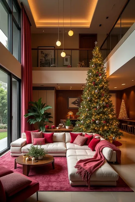 Modern 4k home interiors india with Christmas decorations chic and elegant 