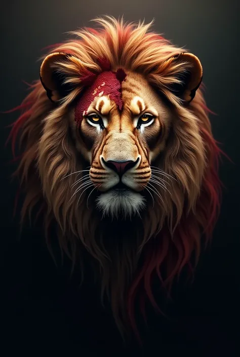 I want you to design a logo with the face of Jesus Christ attached to the face of a lion and for this logo to infuse respect, authority and protection. , the image of the bloodied face of Jesus Christ merged with the face of a lion 
