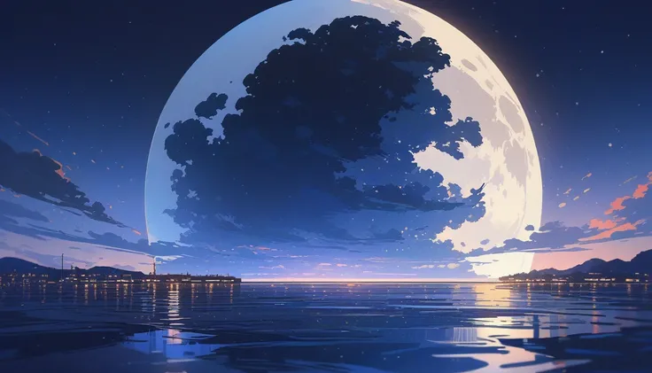 ((background only)),masterpiece, best quality, extremely detailed, ultra detailed, flat anime, 2D,
lsummer, midnight, full moon, ((nostalgic)), stars, 
seaside