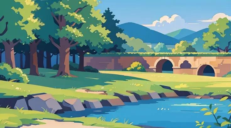 Beautiful park landscape painting