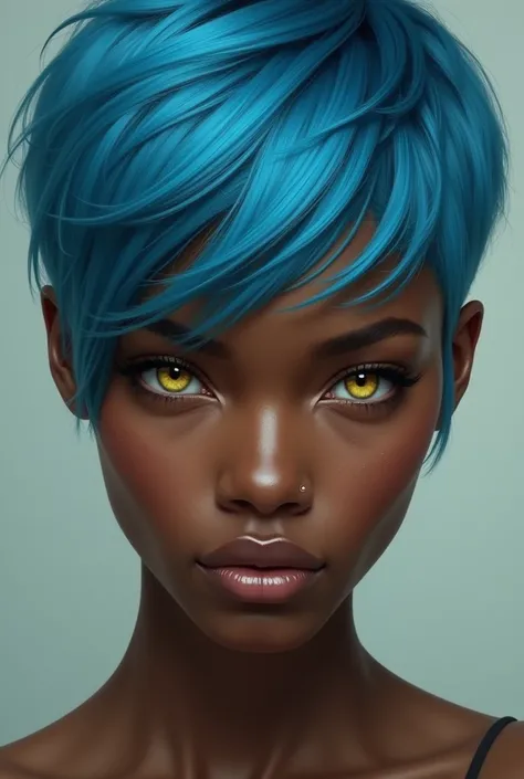 Blue Hair（ dark brown ）Yellow Eye