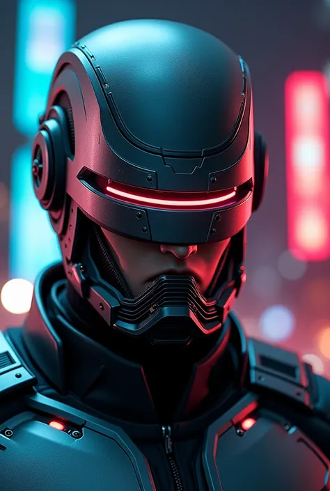 A mask inspired by the Robocop mask design 
