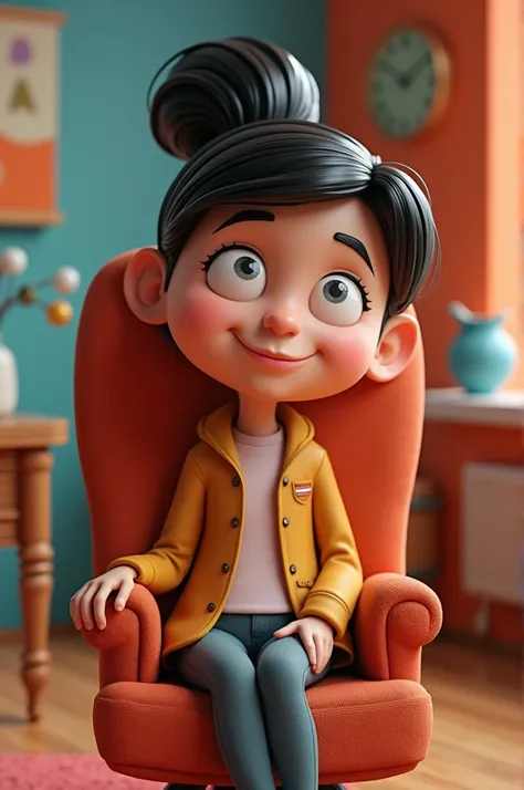  close-up of a person sitting on a chair in a room, cartoon  lấy cảm hứng từ Jean Tabaud,  trending on cg society ,  Digital art ,  animation style rendering , cartoon  3d, bản demo cartoon  3d, cartoon ,  official modern animation ,  epic hd 8k anime foot...