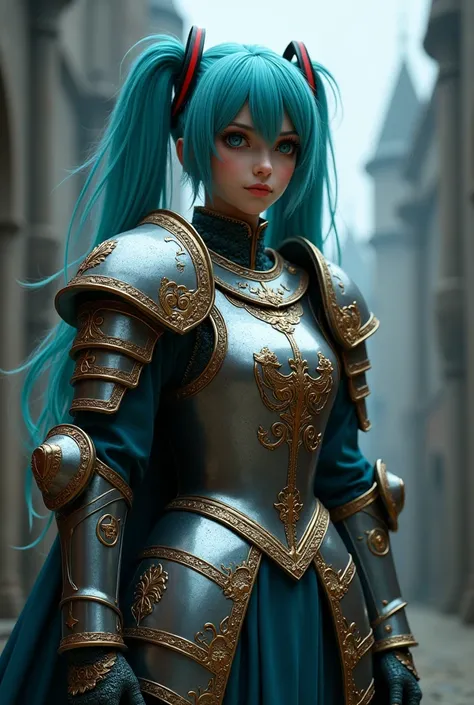 Hatsune Miku wearing medieval armor