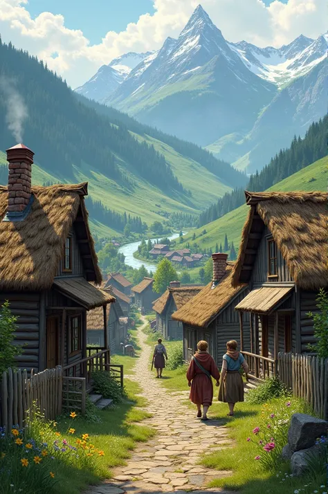 Belarusian village on the mountain 