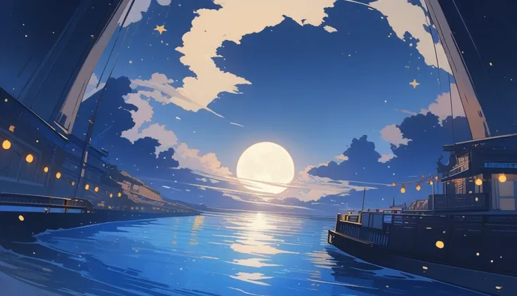 ((background only)),masterpiece, best quality, extremely detailed, ultra detailed, flat anime, 2D,
lsummer, midnight, full moon, ((nostalgic)), stars, 
seaside