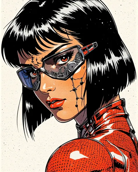 Art style by H. R. Giger, Art Style by Moebius, 


A breathtaking Saudi Arabian teenage girl with a bold, short pixie cut of jet-black hair that falls in sharp, geometric angles around her head. Her golden brown eyes sparkle with a hint of mystery, framed ...