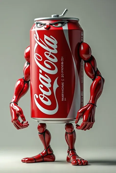 generates a coke can with half muscular arms and legs and if it has a fac. quiero lo mismo pero que sea una imagen 2d