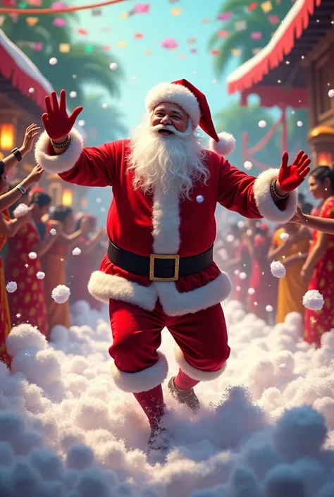 Christmas santa dance with Kerala style foam party 