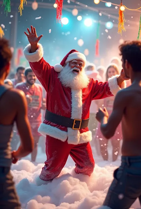 Christmas santa dance with Kerala college students foam party not revealing face 