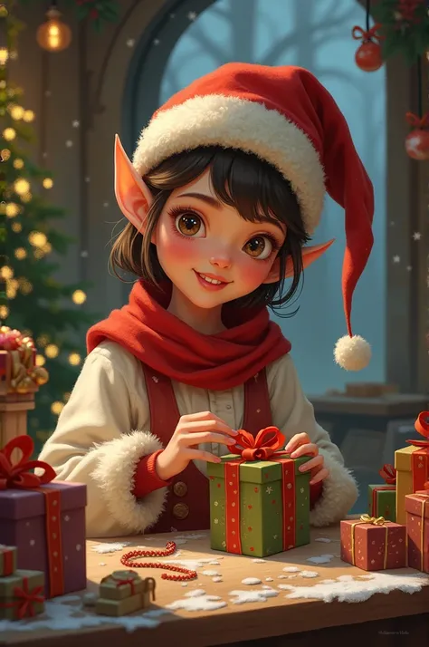 Christmas gift elf girl