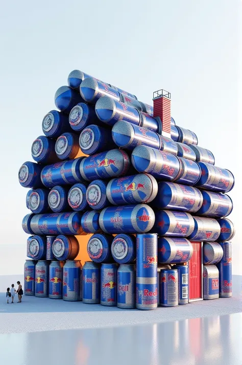 A house made of redbull cans