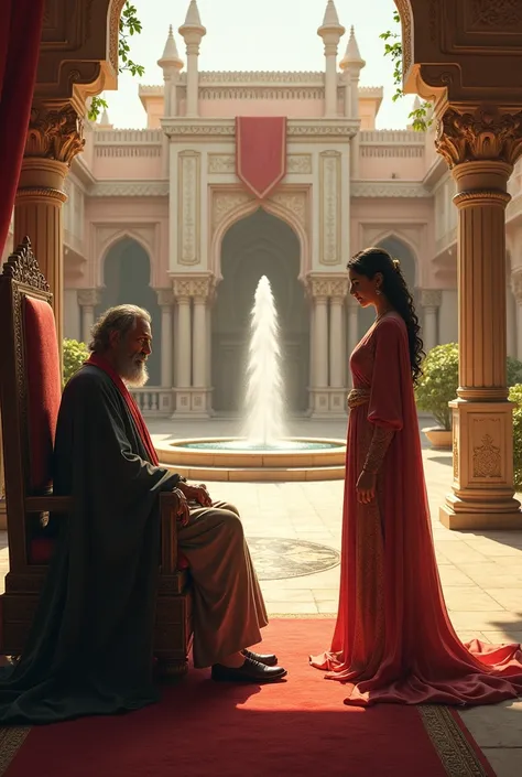 Scene 1: Palace Courtyard
(King Sultan is sitting on his throne, coughing weakly. Prisha stands beside him, looking concerned.)

King Sultan:
"My dear Prisha, you are my only treasure. I must see you married before my time comes."

Princess Prisha:
"Father...