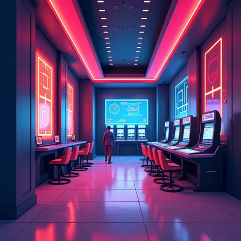 cyberpunk caseeno simple room background 
Flat colors cartoon art