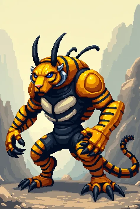 Yellow 16-bit sprite hybrid with the characteristics of a beetle and tiger.