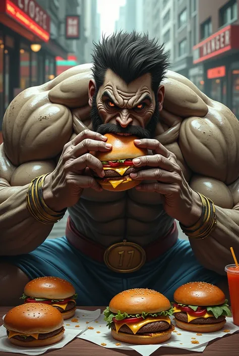 X man eating burgers 