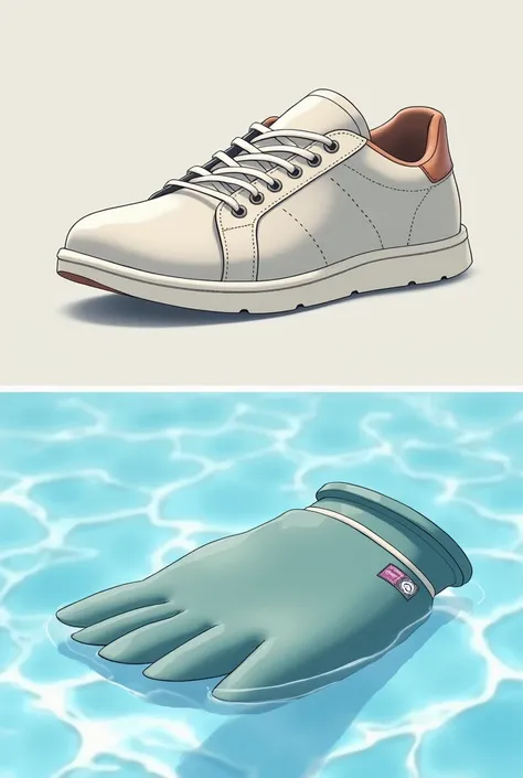 I want an image of a normal shoe and a swimming mitten, I dont want them together 