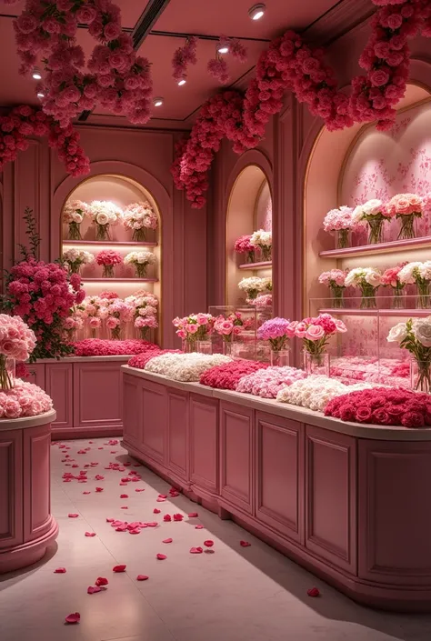 「Elegant and beautiful fashionable flower shop in love with petals 」Fashionable Valentines Day Flower Shop for Store Name ，科技感時尚情人節花店