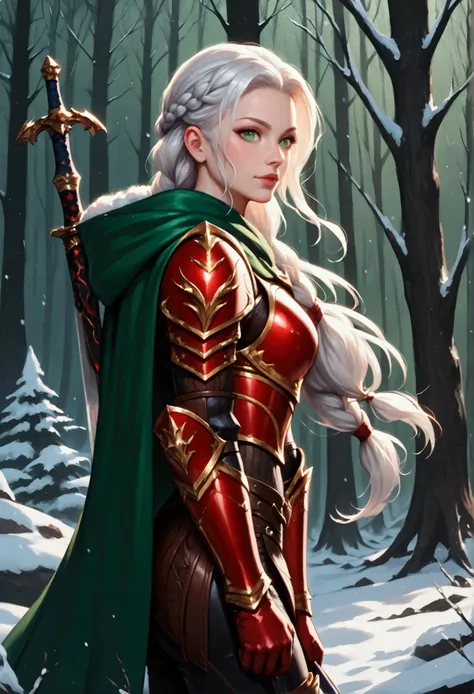 score_9, score_8_up, score_7_up, score_6_up, score_5_up, score_4_up, fantasy art, RPG art, Dark fantasy art, ultra wide shot, RAW, photorealistic, a portrait picture of female human ranger, the ranger, an exquisite beautiful human woman, long white hair, b...