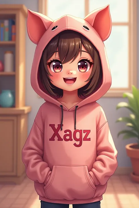 a  use piggy hoodie with xagz name at the hoodie
