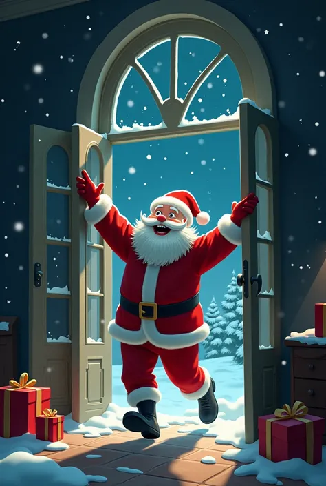 Santa Claus opens a locked window and comes in and out freely