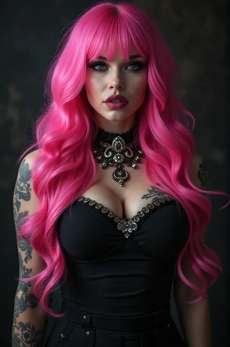 Goth mommy milf pink hair style 