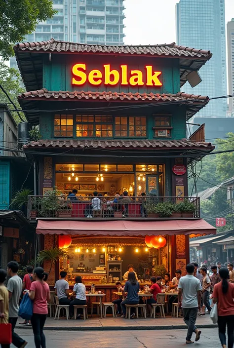 a three-story seblak restaurant in the middle of the city with poor people 

