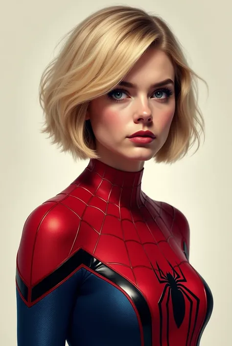 Emma Stone as Amazing Spider-man, blonde hair, short hair