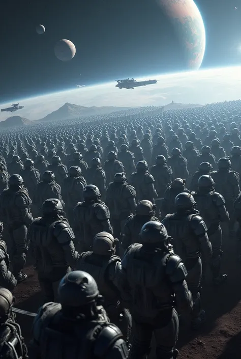 Army fleet of soldiers, Space Soldiers,  looking from above  