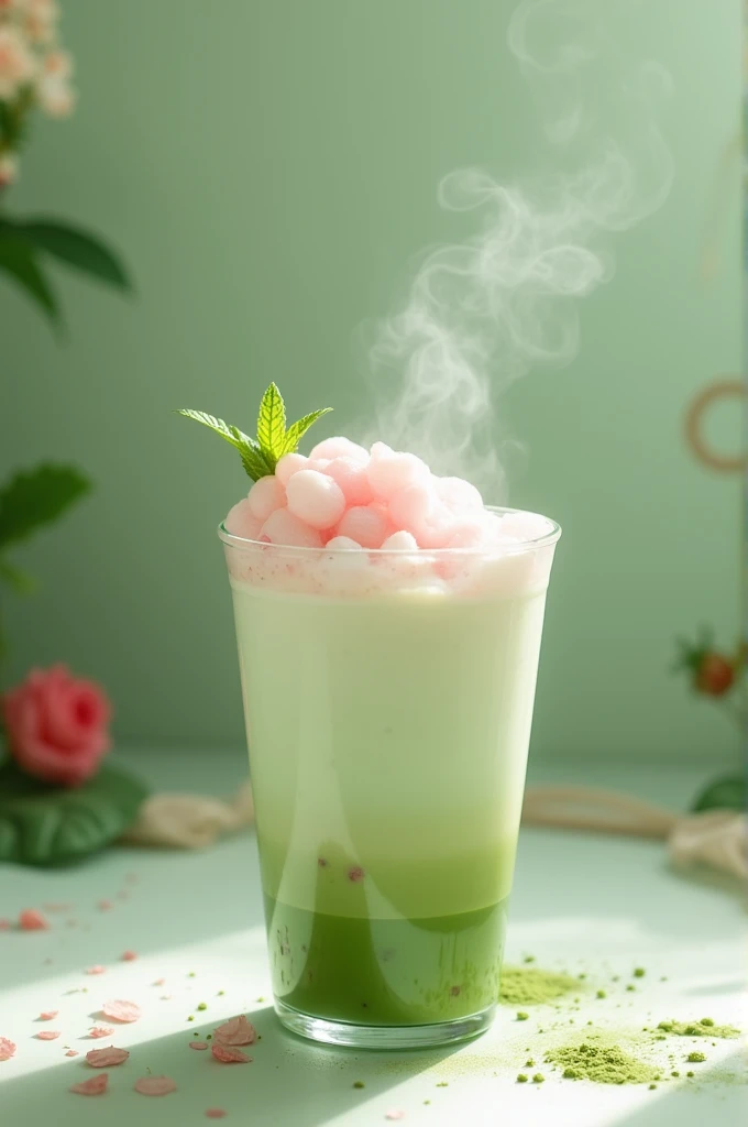 Cloud strawberry matcha drinks 