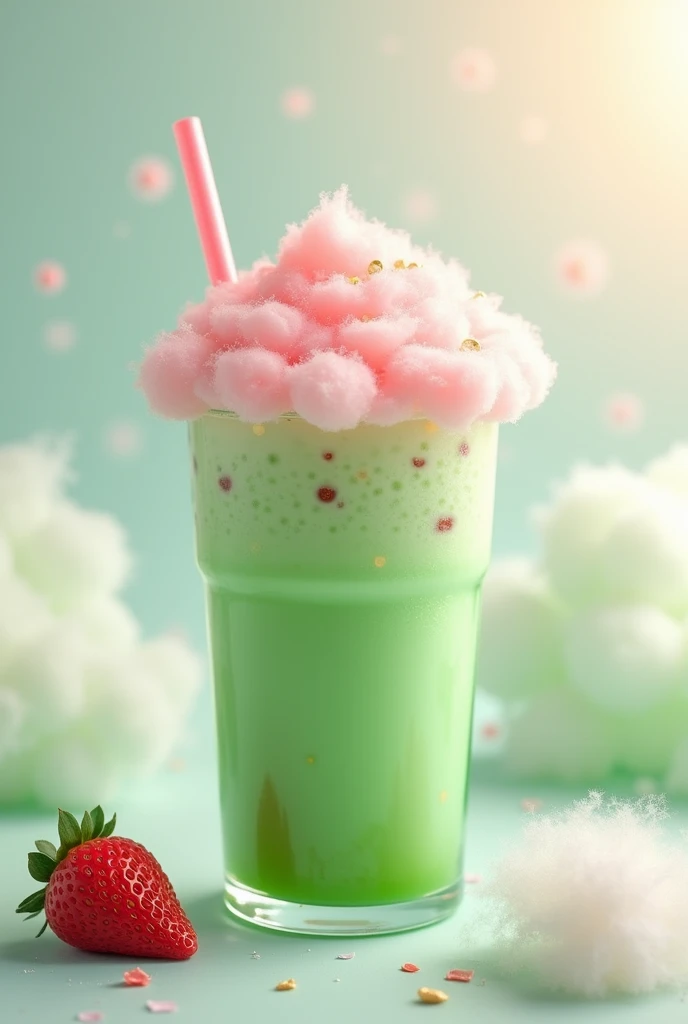 Cloud strawberry matcha ice drinks 