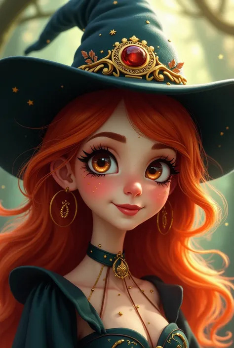 Red haired brown eyed xsdii hat tarot looking witch disney picsar