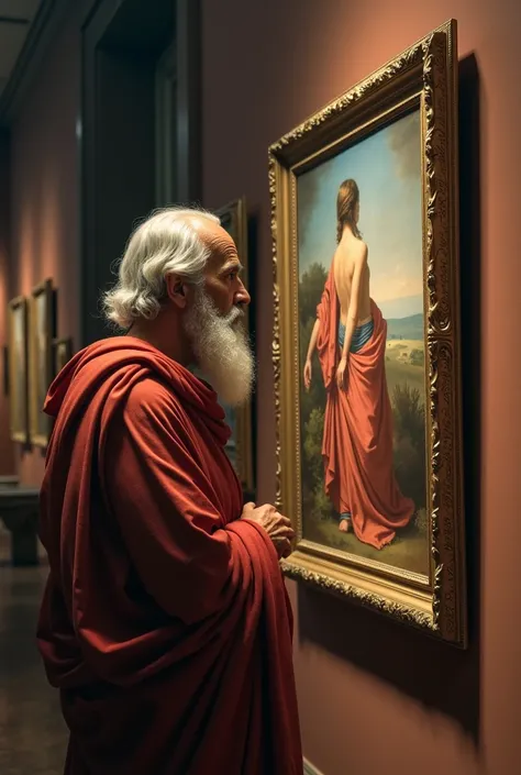 I want the man who looks at the painting to be Plato and for a piece of text to come out of it that says: It&#39;s perfect!