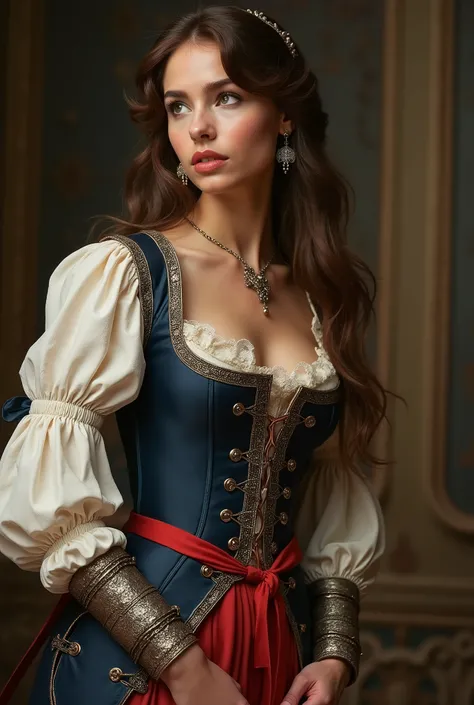 DArtagnan, the hero of the story of The Three Musketeers, has a very beautiful daughter whom he secretly fathered from the Queen of France. She disguises herself as one of the kings Musketeers. She has a charming figure, a charming background, large and fi...