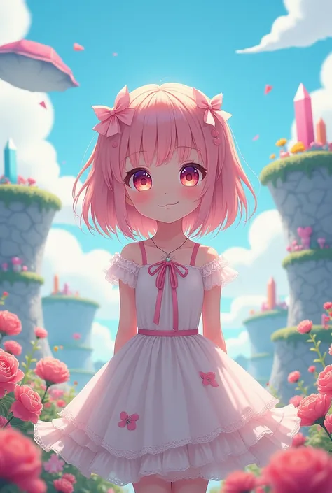 Curious anime girl in pink
