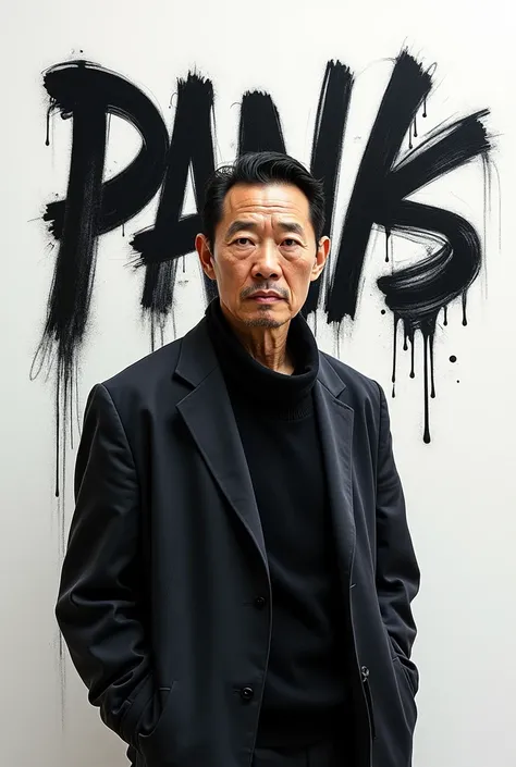 Make a background of Doo won ho with a black phrase and a white background with a graffiti phrase