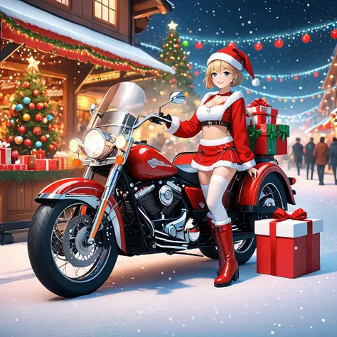 Basic Quality Settings:
high quality, very_high_resolution, detailed illustrations.
Style & Theme:
japanese 3d anime style, festive Christmas market at night, snowy atmosphere, glowing string lights, cinematic. lighting
Main Character:
stunning young girl,...