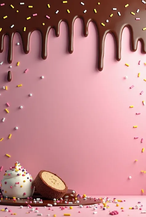 remove the chocolate drip on the background and replace it with something creative with a hint of sweetness