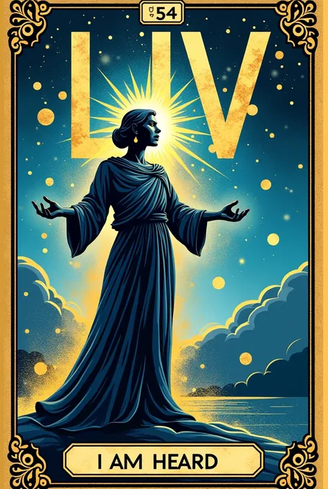 Create a bold and expressive tarot card collage in the style of comic book art for Day 54. The Roman numeral LIV should be prominently displayed in a striking comic font at the top. The central scene should feature an abstract figure confidently speaking o...