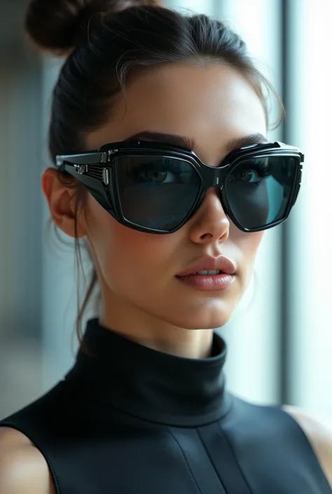 Woman with big futuristic sunglasses 