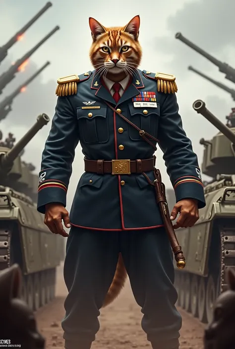 Create a military cat that is a general in the army and name tag GENERAL MEOW