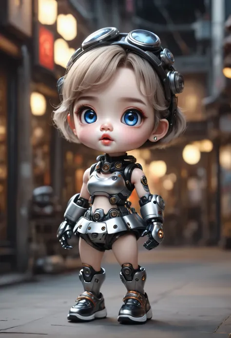 （ Best Quality ，4K，masterpiece：1.2），  super detailed ，Realistic：1.37，书桌上的2个 cute Mechanical Dolls ，Emotional Communication ，有趣的action， ornament ，  Have Human Emotions and Intelligence ， Mechanical Dolls ， big eyes， Dark Eye Makeup ，Clumsy， cute， mechanical...